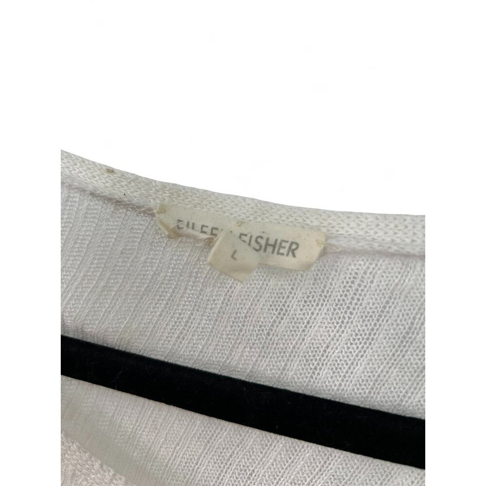 EILEEN FISHER | L | Organic Linen Gauze Bateau Neck Poncho Knit Sweater Pullover - Picture 7 of 9
